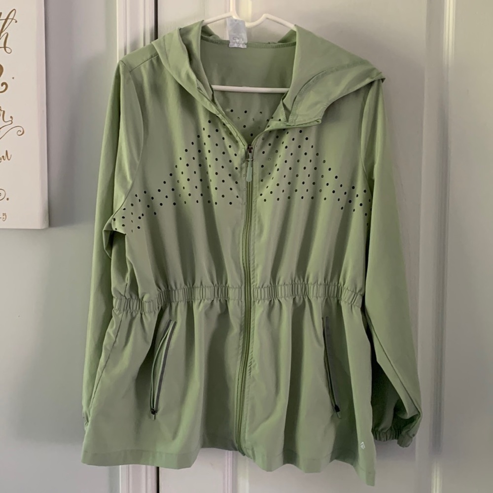 Cali Sport Women's sportswear active Jacket size 2 X lightweight mint green hood